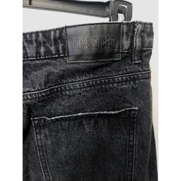 Misguided Womens 10 Baggy Wide Leg Black Ripped Jeans Y2K Grunge Goth Skater - Picture 8 of 10